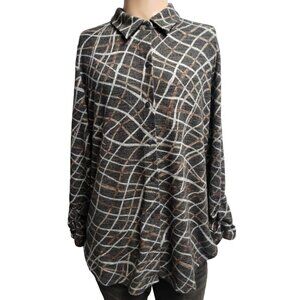 Boho Chic Women's Black/Multicolor Blouse Size L SKU 1949